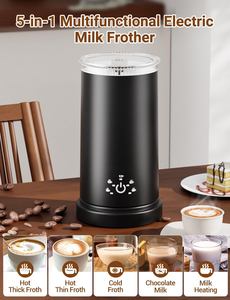 Espumador de leche eléctrico 4 en 1, mezclador de alimentos y fabricante de espuma de chocolate caliente con función automática de mantenimiento del calor - Product Image 4