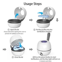 Boîte de désinfection UV multifonctionnelle en plastique personnalisée pour l'hygiène buccale, lumière UV rechargeable, stérilisateur de sucettes mini portable