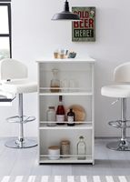 Mesa de Bar de Madera Sintética Blanca, Mesa de Cocina, Mesa de Comedor, Islas de Cocina y Mesa de Bar con Estante