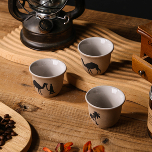 Tazze in Ceramica Arabe Personalizzate all'Ingrosso, Economiche, di Piccola Capacità, Uniche, in Argilla Rustica e Porcellana per Tè, <span class=keywords><strong>Caffè</strong></span> e Cawa con Logo - Product Image 5