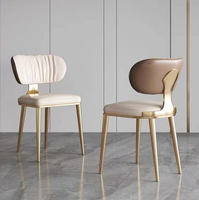 Chaise de salle à manger luxueuse et légère, en cuir doré, pour Restaurant, hôtel