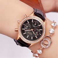 LIGE 9812 Montre Femme à Quartz Élégante avec Diamants, Étanche en Cuir, Relogio Feminino