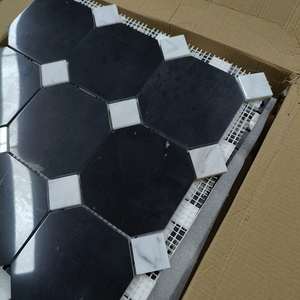 Offre Spéciale moderne Style <span class=keywords><strong>noir</strong></span> <span class=keywords><strong>blanc</strong></span> marbre octogone mosaïques salle de bain sol cuisine décoration murale mosaïque pierre pavage <span class=keywords><strong>carrelage</strong></span> - Product Image 3