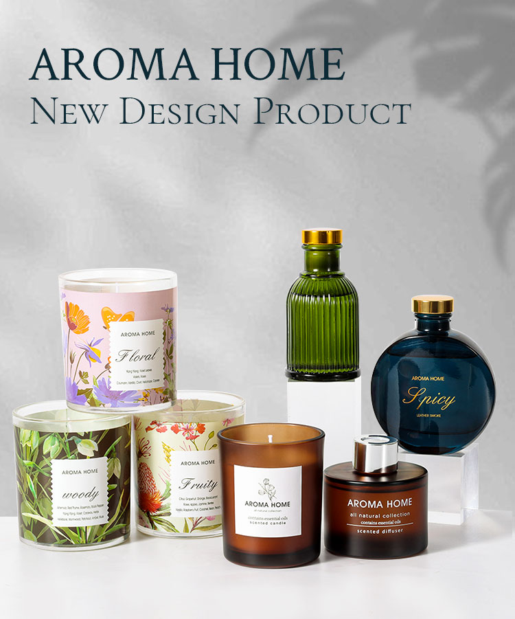 AROMA EV Sıcak satış Yağ Parfüm Cam Kavanoz Lüks Kahverengi Reed Difüzör Kokulu Mumlar Hediye Seti 0