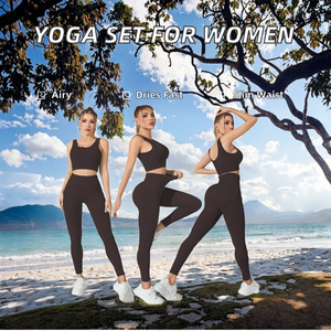 Set Yoga Donna All'ingrosso: Leggings a Vita Bassa e Reggiseno Sportivo - Abbigliamento Sportivo, Abbigliamento da Palestra, Abbigliamento Fitness, Set 2 Pezzi Tinta Unita - Product Image 2