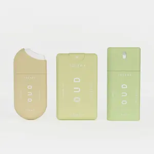 Gratis sampel 10ml 15ml 20ml kartu kredit persegi dapat diisi ulang pompa semprot botol untuk pembersih tangan parfum alkohol