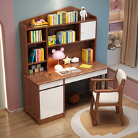 Offre Spéciale : Ensemble Bureau Informatique en Bois Massif au Design Moderne, Gain de Place pour Chambre d'Enfant, Combinaison Bibliothèque et Chaise