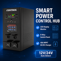Boîtier de contrôle solaire hors réseau 12V 24V, chargeur solaire MPPT 40A, interrupteur 8 voies et charge rapide PD 100W pour 4x4, camping-car, caravane
