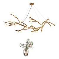 Lustre en résine 220V 3500K blanc chaud pour salon, salons de thé et restaurants - Design inspiré des branches, style zen japonais Wabi-Sabi