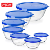 Pyglass Offre Spéciale – Ensemble de 7 Bols à Salade en Verre, Bols Mélangeurs Empilables Polyvalents pour Cuisine et Fêtes