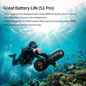 Scooter <span class=keywords><strong>sous</strong></span>-<span class=keywords><strong>marin</strong></span> électrique pliable, ultra-léger (1630g), vitesse élevée (1,7m/s), approuvé par les compagnies aériennes, plongée, DPV, voyage - Product Image 5