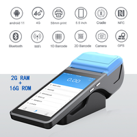 Printer termal Mini Android 11 5.5 inci, Printer genggam pintar dengan layar sentuh 2G 16G Bluetooth & Wifi 4G, stok Printer penerimaan