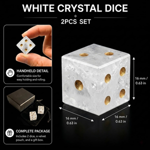 2PCS Clear Quartz Natural <strong>Gemstone</strong> Dice Set 16mm D6 Hand Polished Gold Pips For DND RPG Crisp Facets Display Gift Fun Elegant Ro - Product Image 2