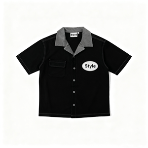 Camisa a <span class=keywords><strong>cuadros</strong></span> con cuello <span class=keywords><strong>de</strong></span> gran tamaño vintage personalizada con mangas cortas estilo <span class=keywords><strong>de</strong></span> ocio abotonado para primavera diseño gráfico Boxy Fit - Product Image 1