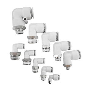 Conector Neumático de Empuje Rápido de Plástico, Serie PL, Codo Giratorio, Rosca Macho BSP, Azul, Blanco, Negro - Product Image 6