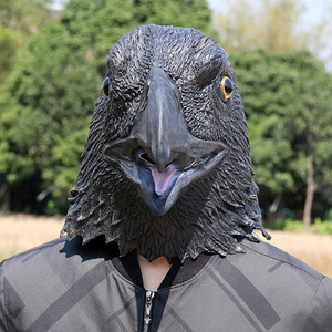 Masque en latex Black Eagle, taille unique, couvre-chef animal pour fête d'Halloween, accessoires de costume cosplay - Product Image 2