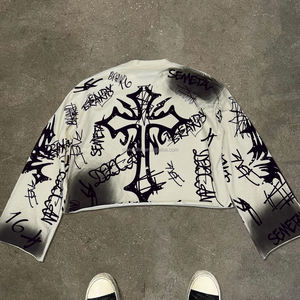 Chemise vintage surdimensionnée, fabrication de t-shirts à épaules tombantes, poids lourd, t-shirts à manches longues thermiques avec graphisme personnalisé, lavage à l'acide - Product Image 2