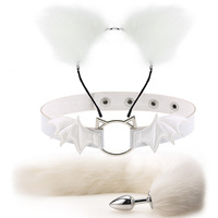 Mignon bandeau sexy avec queue de renard en métal anal godemichet anal collier mamelon clip BDSM cosplay ensemble pour couple femmes