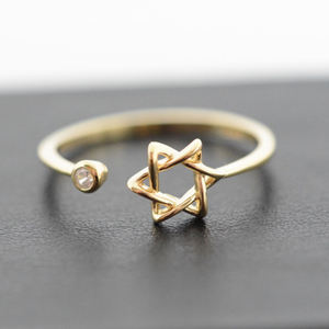 Özel Cz taş zirkon ayarlanabilir <span class=keywords><strong>David</strong></span> yıldız takı yüzük 925 ayar gümüş yıldız <span class=keywords><strong>David</strong></span> yüzük kadınlar için - Product Image 1