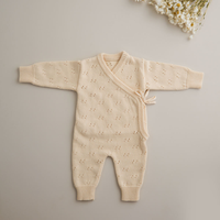 Combinaison bébé à manches longues en pointelle 100 % coton personnalisée