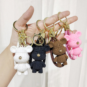 Creative Cartoon Plush Bear Exquisite Light Keychain Eco-friendly Soft Cute Bear Doll Bag Pendant Gift Back School Wholesale