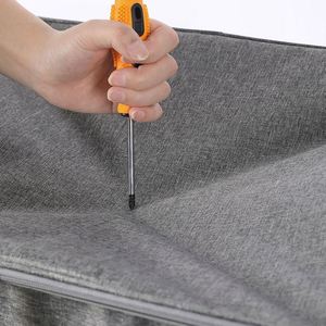 Paniers de rangement pliables en tissu coton et lin avec couvercle zippé, lavables, pour l'organisation des vêtements dans les placards et étagères - Product Image 4