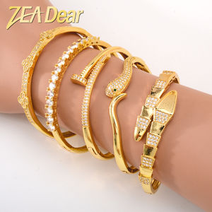 18k Gold Plated Zircon Stone Classic <b>love</b> Cuff Bracelet <b>Bangle</b> for Women - Product Image 5