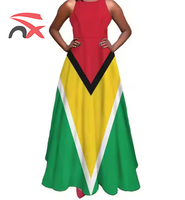Robe longue maxi imprimée drapeau d'Haïti pour femmes, sans manches, décontractée, style haïtien, été