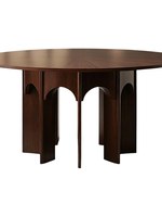 Table à manger circulaire de style vintage français en bois massif personnalisable pour 10 personnes pour la maison, salon