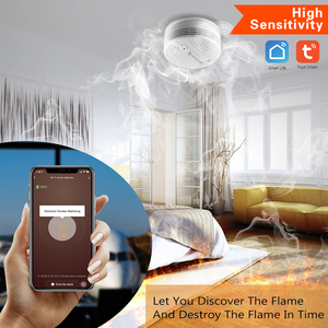 Tuya-<span class=keywords><strong>Detector</strong></span> <span class=keywords><strong>de</strong></span> <span class=keywords><strong>humo</strong></span> inteligente, dispositivo óptico fotoeléctrico con WIFI, función <span class=keywords><strong>de</strong></span> silencio, alarma <span class=keywords><strong>de</strong></span> fuego, fabricante - Product Image 5