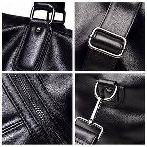 Sac de sport en cuir PU noir grande capacité personnalisé en gros pour hommes - Product Image 6