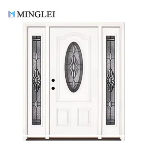 Minglei Exterior contemporary residential solid front fiberglass entry door with sidelights