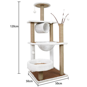Árbol para gatos moderno de 4 niveles, 148 cm, rascador de sisal con plataforma y túnel para gatos de interior - Product Image 6