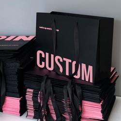Custom Logo Printed Recyclable Premium Luxury <b>Gift</b> Shopping Paper Bags Cosmetic Clothing Red Tote Cardboard Paper Bag - Product Image 2