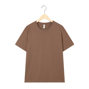 205g verano algodón manga corta personalizado hombres color sólido suelto cuello redondo gran tamaño hombres camiseta base al por mayor - Product Image 5