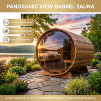 Sauna rond compact d'extérieur pour 2 personnes en cèdre rouge avec chauffage électrique 4,5 kW pour patio et balcon