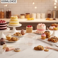 Boîte à gâteau en plastique transparent de qualité alimentaire PET, gobelets à dessert avec couvercle pour pudding, mousse aux fruits et crème glacée