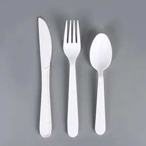 أدوات مائدة بلاستيكية ثقيلة الوزن للاستعمال مرة واحدة ، أطقم أدوات مائدة ، شوكة سكين ، ملعقة ، أواني منديل ، طقم أدوات مائدة سوداء
