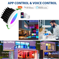 Tuya Wifi Zigbee Pir 110V-240V Luz Luminosidad Led Downlight RGB Blanco cálido Blanco frío Luz blanca Downlight inteligente Comercial