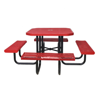 Table de pique-nique octogonale commerciale d'extérieur en métal mobilier de jardin table à manger en acier table de café durable pour aire de jeux extérieure et patio