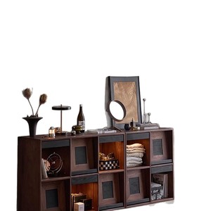 <b>Solid</b> <b>Wood</b> <b>Bookcase</b> Grid Design 110x40x80 Living Room Storage Cabinet Display Shelf Unit - Product Image 5