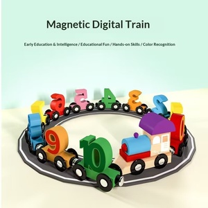 Blocs <span class=keywords><strong>de</strong></span> <span class=keywords><strong>construction</strong></span> magnétiques numériques en forme <span class=keywords><strong>de</strong></span> petit train, jouets éducatifs en bois à assembler soi-même pour enfants <span class=keywords><strong>de</strong></span> 5 ans et plus, boîte colorée - Product Image 2
