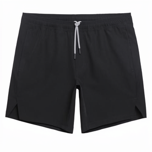 Pantalones Cortos Deportivos Tejidos para Hombre OEM/ODM, Sólidos, Atléticos, de 7 Pulgadas, para Gimnasio, Entrenamiento, Correr, de Secado Rápido, Transpirables, con Cierre de Cordón, Negros, Talla Extra Grande - Product Image 1
