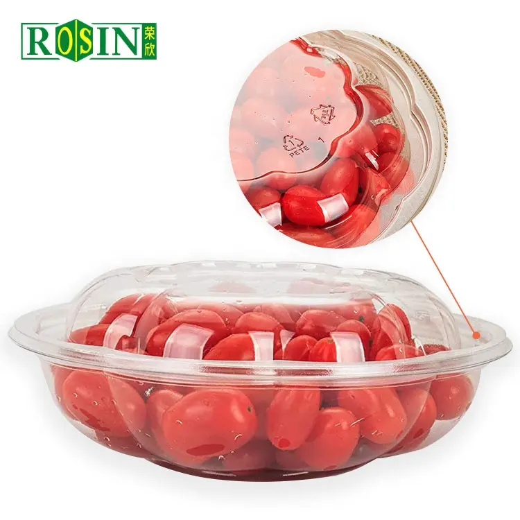 18OZ Clear PET Takeaway Plastic Fruit Salad Bowl Disposable Round Food Bowl