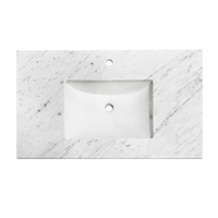 Plans de travail de salle de bain en marbre blanc de Carrare d'Italie sur mesure, épaisseur 12mm-30mm, marque MIYASTONE, pour usage hôtelier
