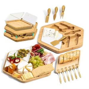 Bamboo <b>Cheese</b> Board <b>Set</b> With <b>Knife</b> Utensils For Party Serving Durable Wood Cutting Tray For Food Display - Product Image 5