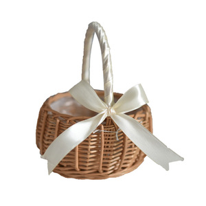 Handmade Rattan Flower <b>Basket</b> S Size With Handle For Gift Storage - Product Image 5