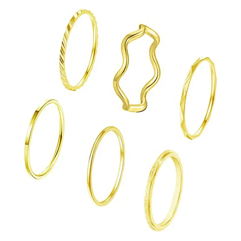 Simple Design Stackable Plain Ring Wavy Thin Ring Circle Plain Ring