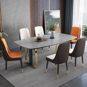 Sang Trọng Hiện Đại Bằng Đá Cẩm Thạch Hình Chữ Nhật Bàn Ăn Với Ghế Đặt 4 6 8 Chỗ Ngồi Đầy Đủ Nhà Hàng Thiêu Kết Đá Kim Loại Thiết Kế Nội Thất - Product Image 3