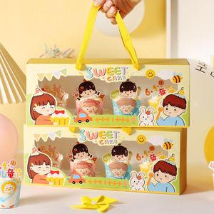 Nuova scatola per cupcake con finestra aperta per ascensore per cartoni animati per bambini ins confezione regalo per muffin con mousse creativa al vento - Product Image 5